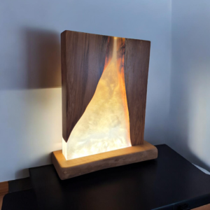 Lampe design bois massif résine époxy artisanale R-unik Création