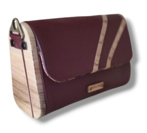 Mini sac bordeaux bois noyer n°200