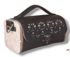 Kube 9 noir dentelle Sac à main bois et raisin n°210