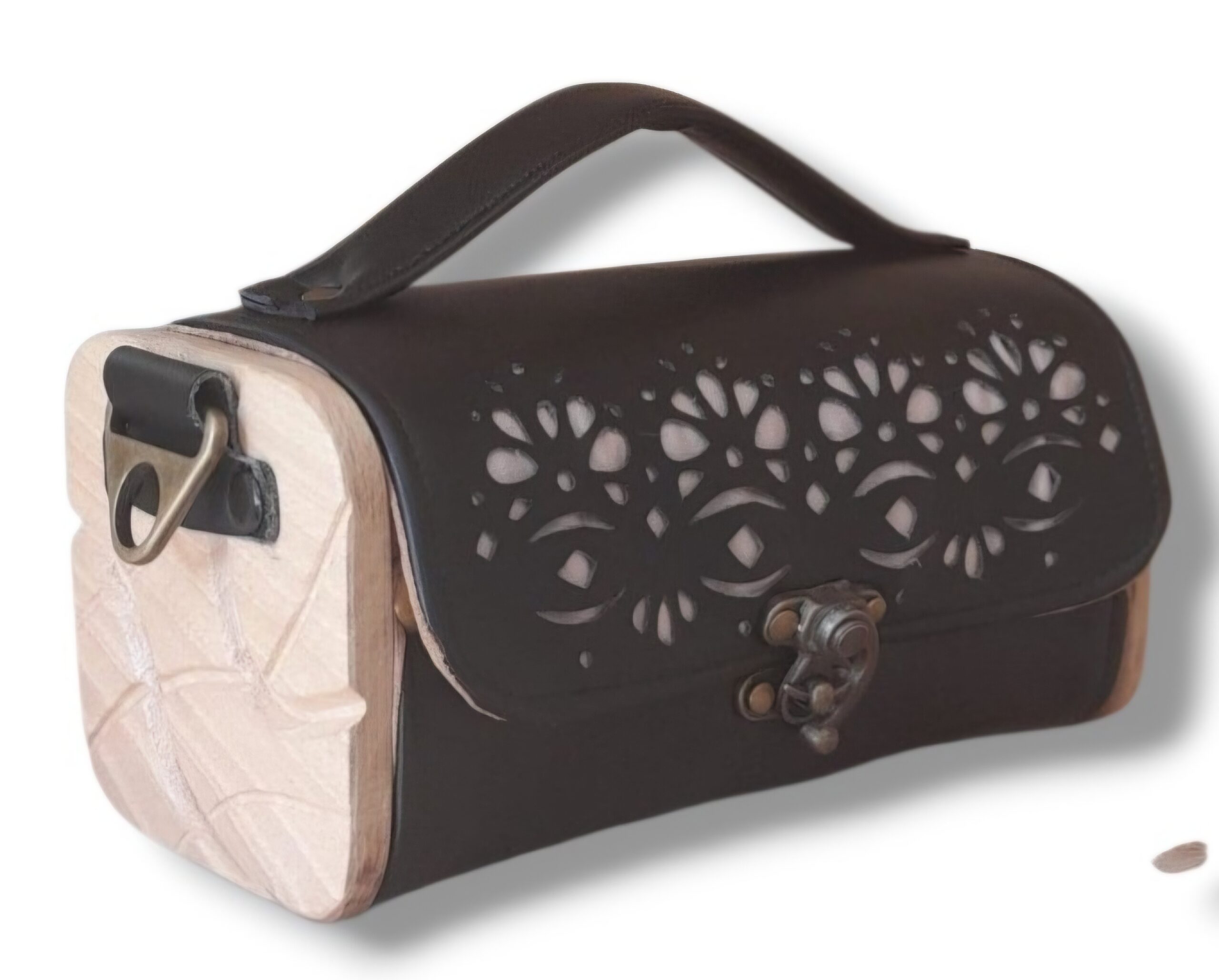 Kube 9 noir dentelle Sac à main bois et raisin n°210