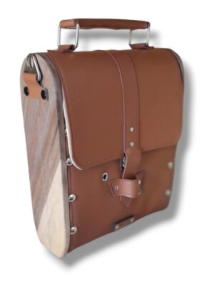 Sacoche en noyer et alter-cuir de raisin caramel n°205